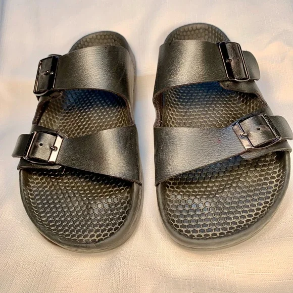 Birkenstock Sandals Black Women’s or Men ‘s Open toe 2 straps Made in Germany 8L - Picture 5 of 6